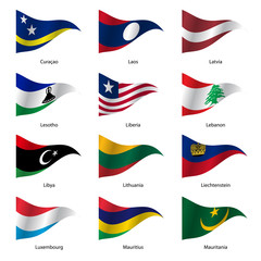 Set  Flags of world sovereign states. Vector illustration. 