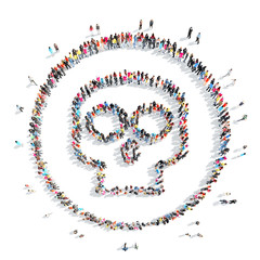 people in the shape of a skull.