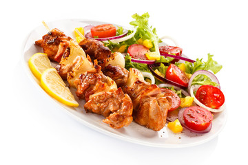 Shashlik - grilled meat and vegetables