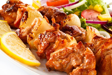 Shashlik - grilled meat and vegetables
