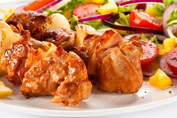 Shashlik - grilled meat and vegetables