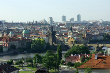 Fototapeta na wymiar View of old town and Prague castle, Czech Republic