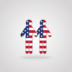Gay couple pictogram made of American - United States flag