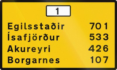Destination Sign Outside Capital Area In Iceland