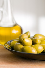 green olives and olive oil