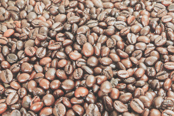 coffee beans, process color with vintage tone.