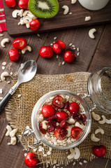 Domestic cherry yogurt with wonder chia seeds and granula