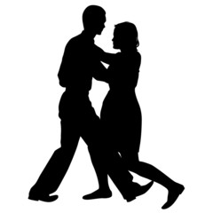 Black silhouettes Dancing on white background. Vector illustrati