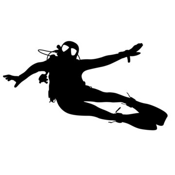 recommend clip art: Black silhouette scuba divers. illustration.