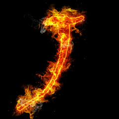 Fototapeta premium Fire letter J