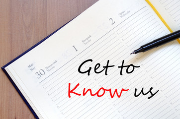 Get to know us text concept