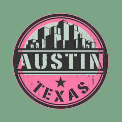 Stamp or label with name of Austin, Texas