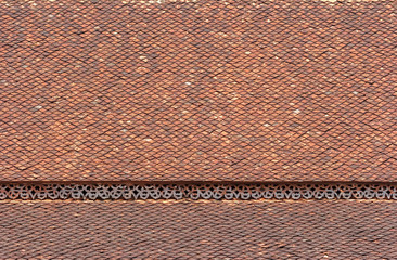 Old style roof tiles of classic Buddhist temple.