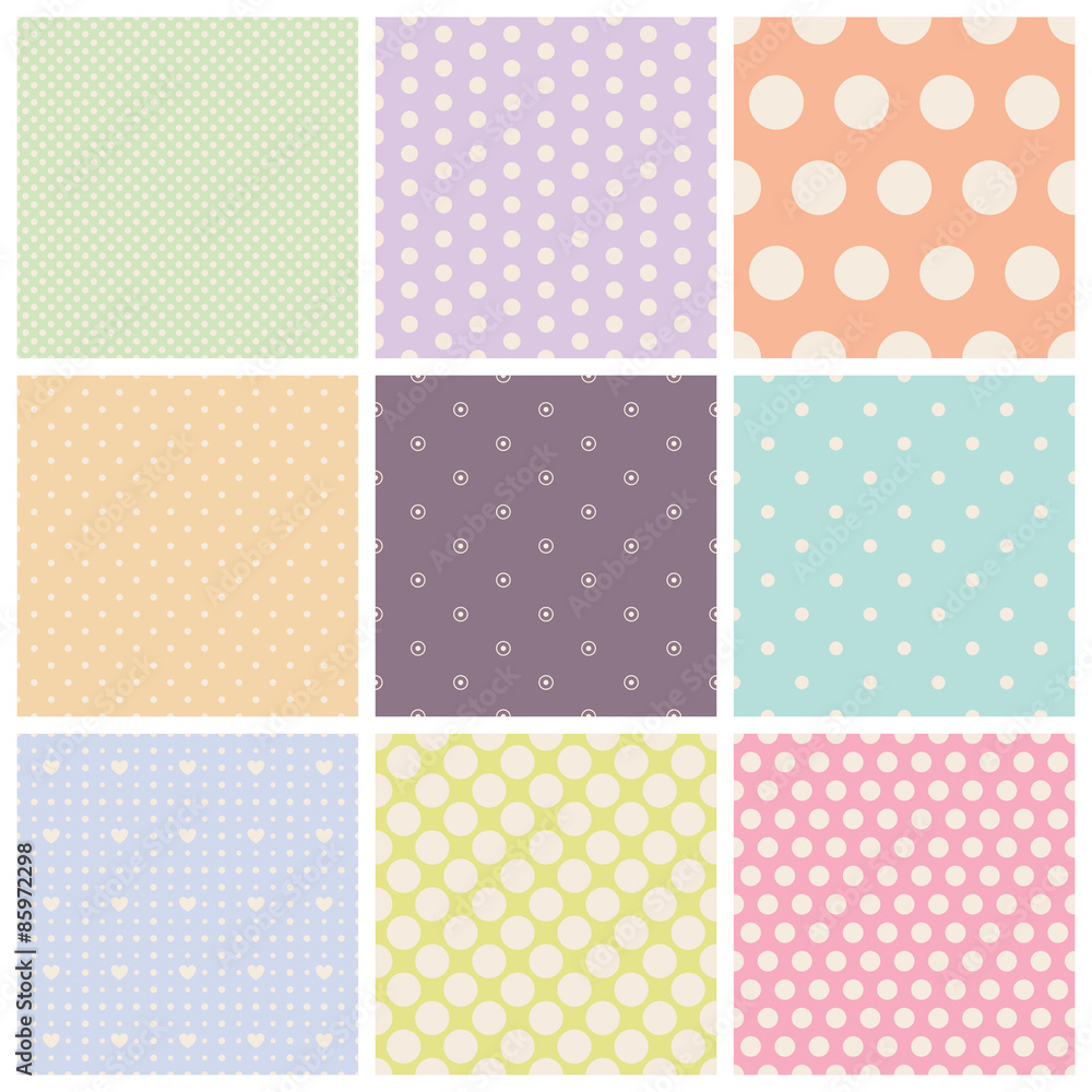 Poster set of seamless dots patterns