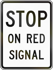 Australian regulatory sign - Stop on red signal