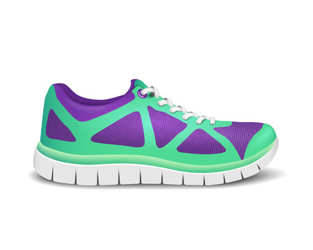 Realistic bright sport shoes for running. Vector illustration