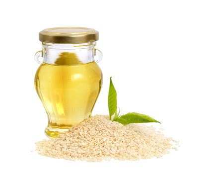 Sesame oil with seeds.