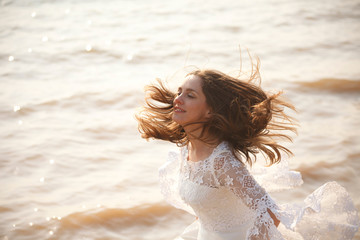 Happy running bride