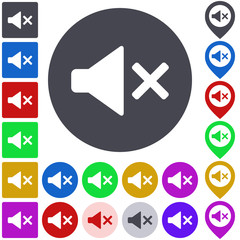 Fototapeta premium Mute icon, button, symbol set