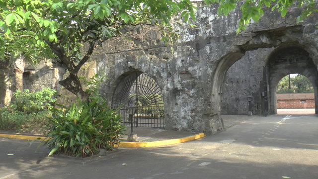 pan shot clip of entrance gate of fort santiago intramuros manila philippines

