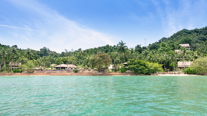 Bungalow on the sandy shore of the island of Pangkor, Malaysia