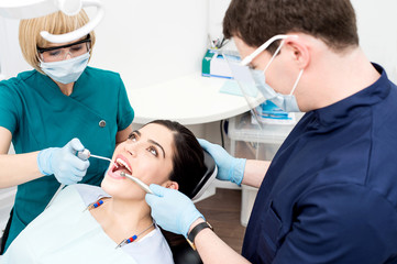 Young woman undergoing a dental check