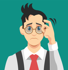 Sad man. Vector flat illustration