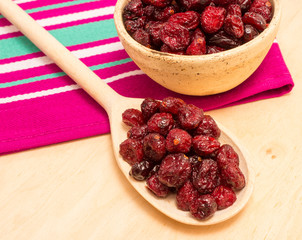 dried cranberries on canvas close up