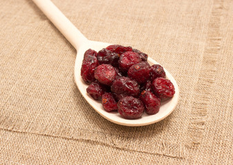 dried cranberries on canvas close up