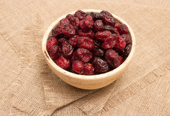 dried cranberries on canvas close up