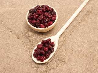 dried cranberries on canvas close up