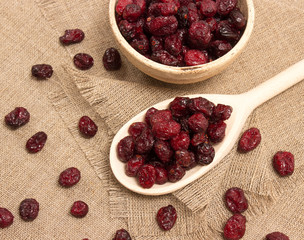 dried cranberries on canvas close up