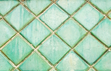 Green tile background, old tile