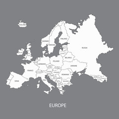 EUROPE MAP WITH BORDERS AND NAME OF THE COUNTRIES illustration vector
