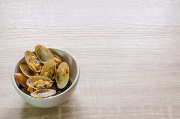 Stir fried clams with roasted chili paste, Thai food