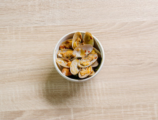 Stir fried clams with roasted chili paste, Thai food