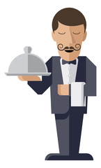 Waiter holding silver cloche