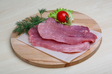 Raw pork schnitzel