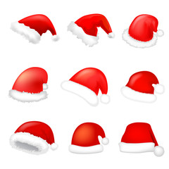 Set of santa hat. Vector