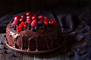 Traditional homemade chocolate cake sweet pastry dessert with