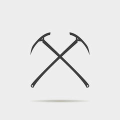 sign crossed-powered icebreaker. two ice ax. Stock vector