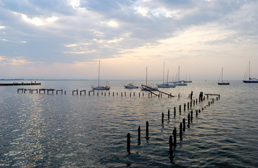 Sea view from the embankment. Yevpatoria, Crimea.