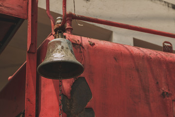 Bell of the old fire engine. Process with Vintage tone.