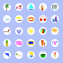 icons about summer and summer holidays