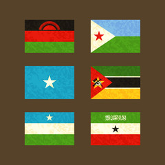 Flags of Malawi, Djibouti, Somalia, Mozambique, Puntland and Somaliland