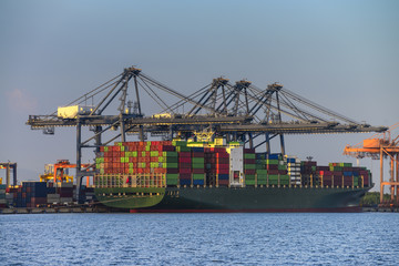 Cargo ship with shipping containers