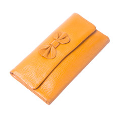wallet or purse woman (yellow colour) on a background.