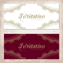 Vintage invitation template with lace