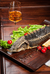 Roasted  sturgeon with white wine