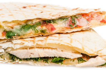 Pita sandwich with cheese and tomatoes